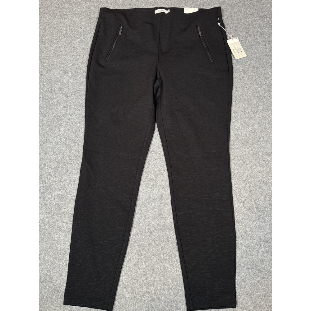 NWT Dalia Women Black Classic Fit Slim Leg Textured Zip Pocket Dress Pants Sz 14